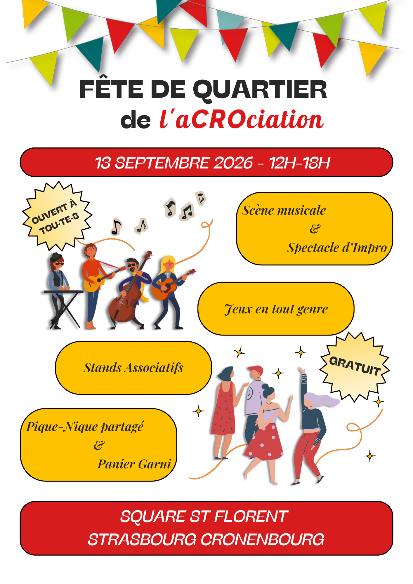 Affiche de la fête de quartier 2026 de l'aCROciation